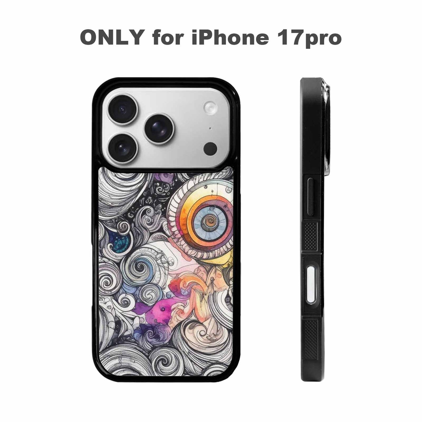 iPhone 17 Pro Case — Tie Dye Swirls Black White Tie, Custom Art Phone Cover