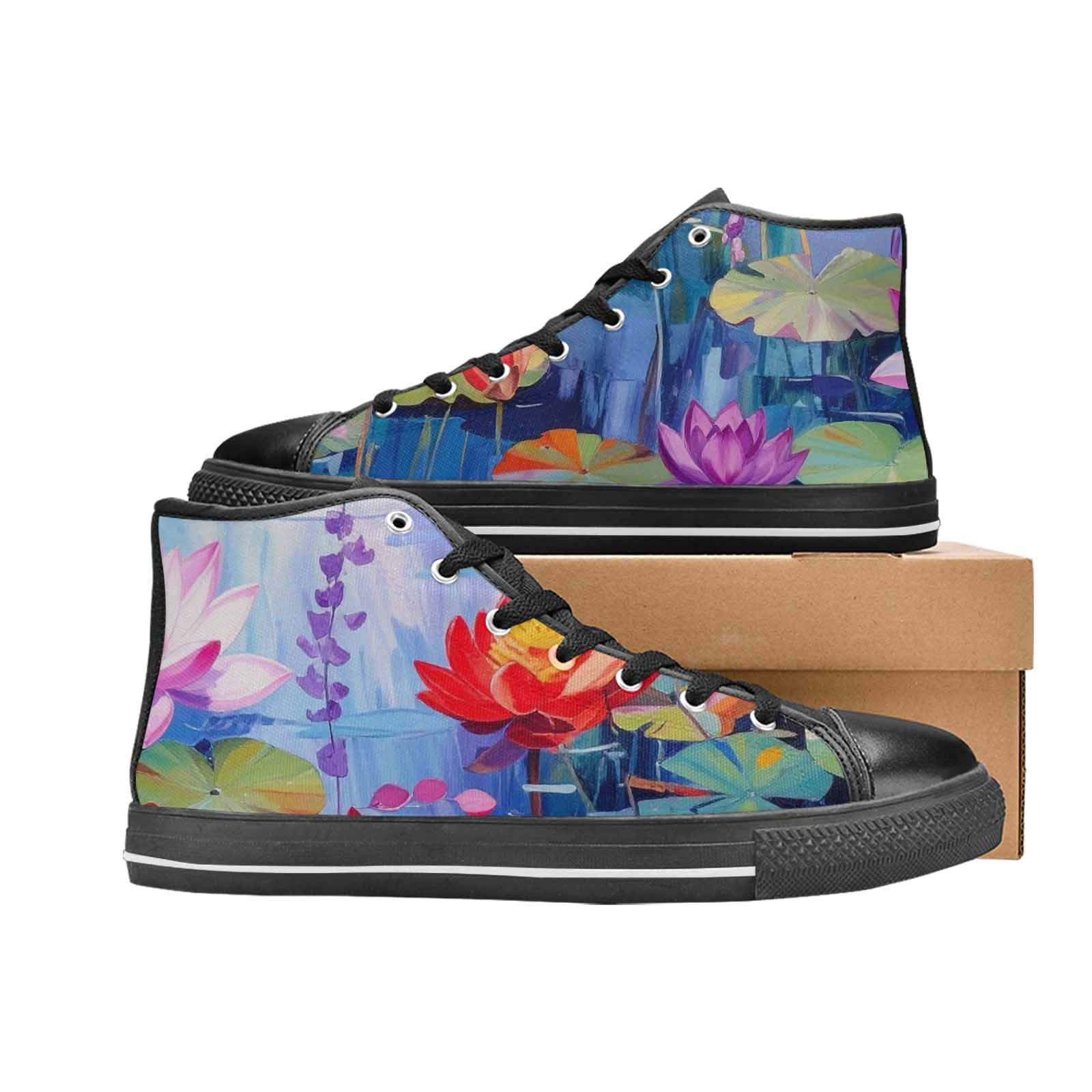 MEN'S Monet-Style Impressionist Water High Top Canvas Surreal Sneakers