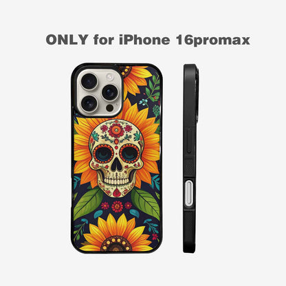 iPhone 16 Pro Max Case — Sunflowers And Skulls, Unique Phone Case Design