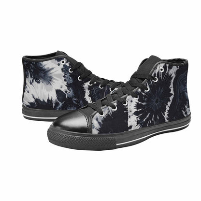 MEN'S Black White Animal Print High Top Canvas Neon Fantasy Custom Sneakers
