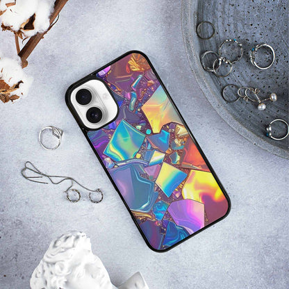 iPhone 16 Plus Case — Holographic Iridescent Shimmer Pattern Hundreds Of, Custom Designed Case Cover