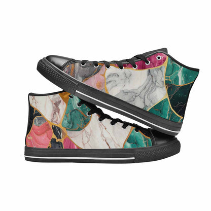 MEN'S Marble Stone Texture High Top Canvas Wallpaper Art Sneakers