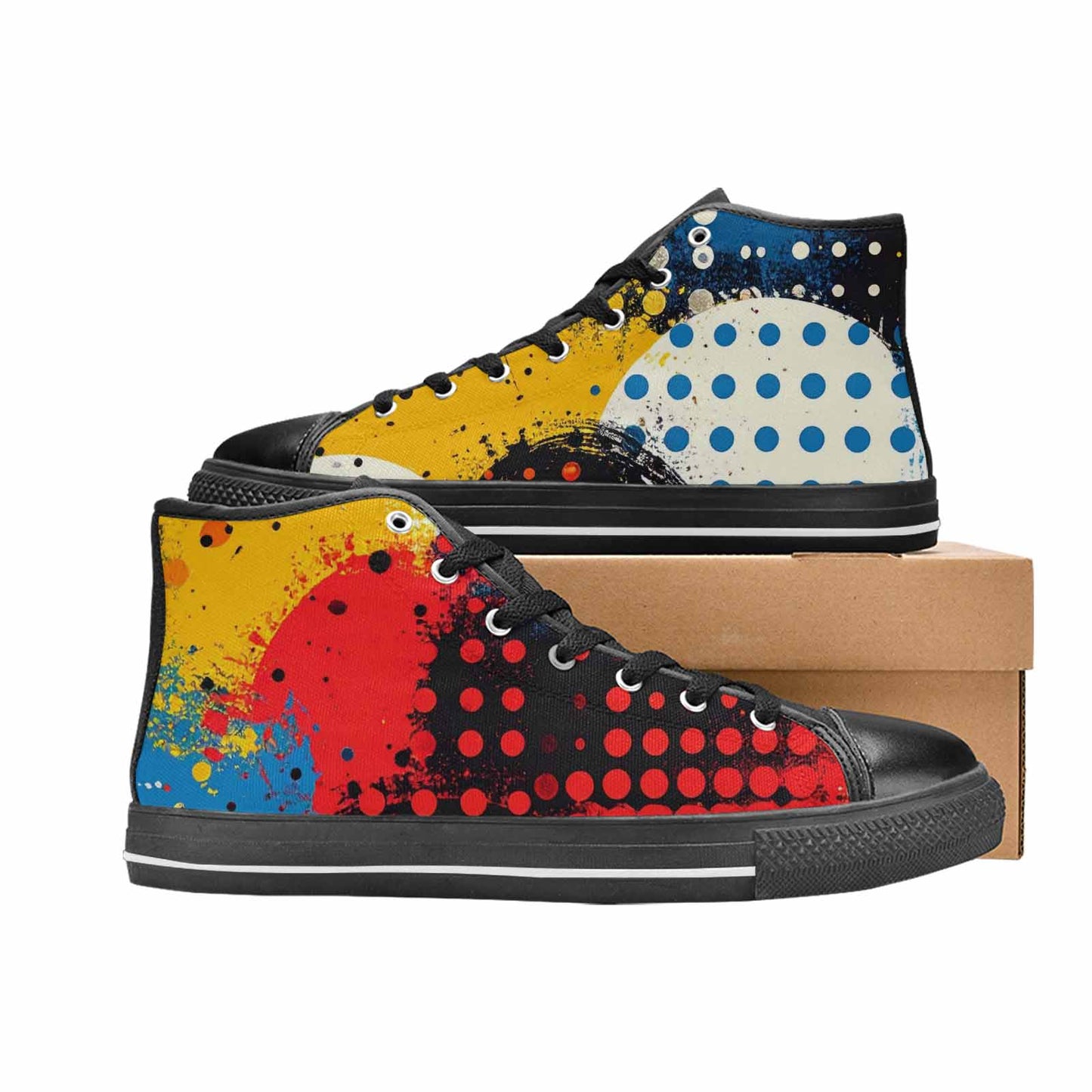 MEN'S Comic Book Halftone High Top Canvas Vibrant Chaos Custom Shoes
