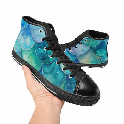 WOMEN'S Mermaid Scale High Top Canvas Aesthetic Custom Shoes