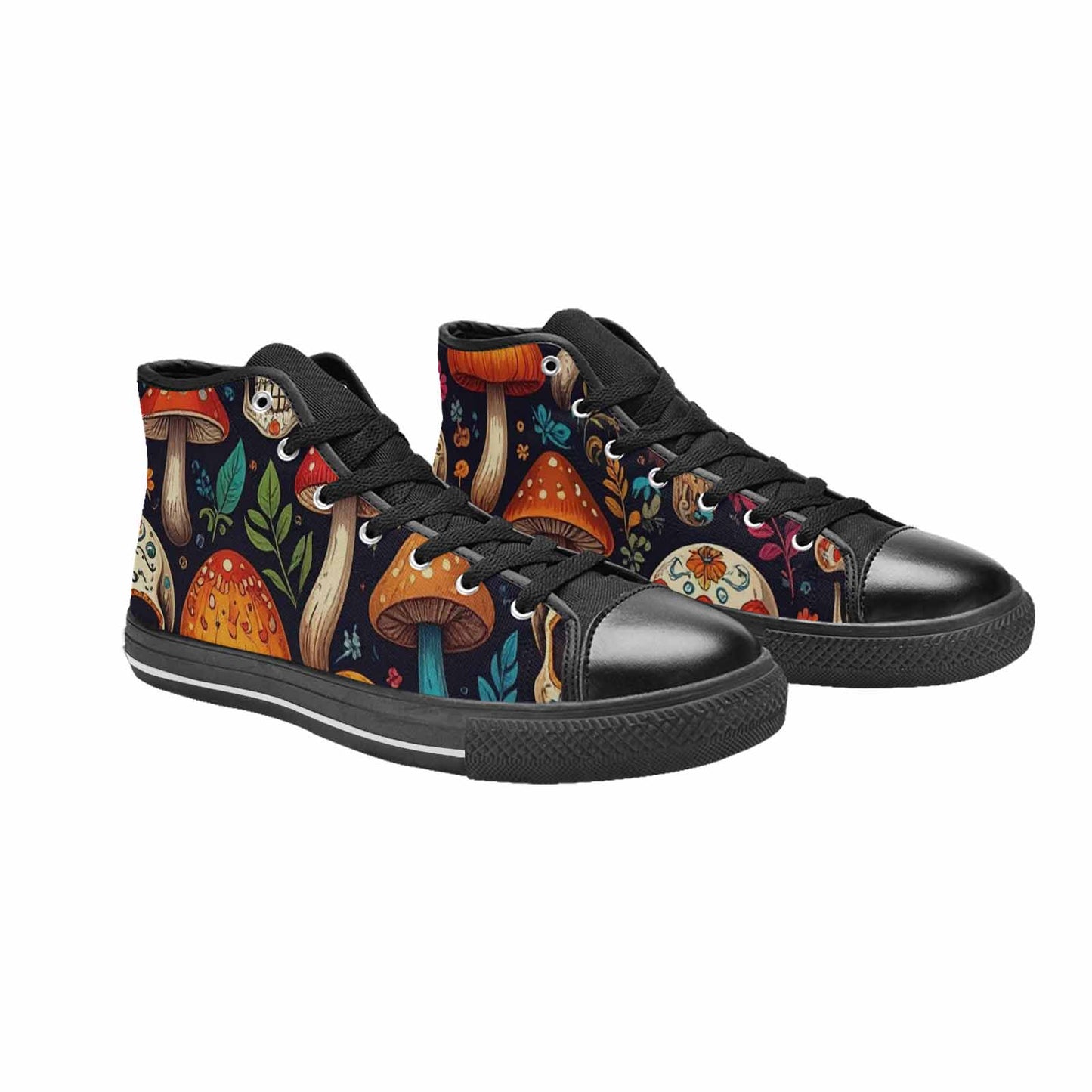 MEN'S Mushrooms And Skulls High Top Canvas Vibrant Chaos Custom Shoes