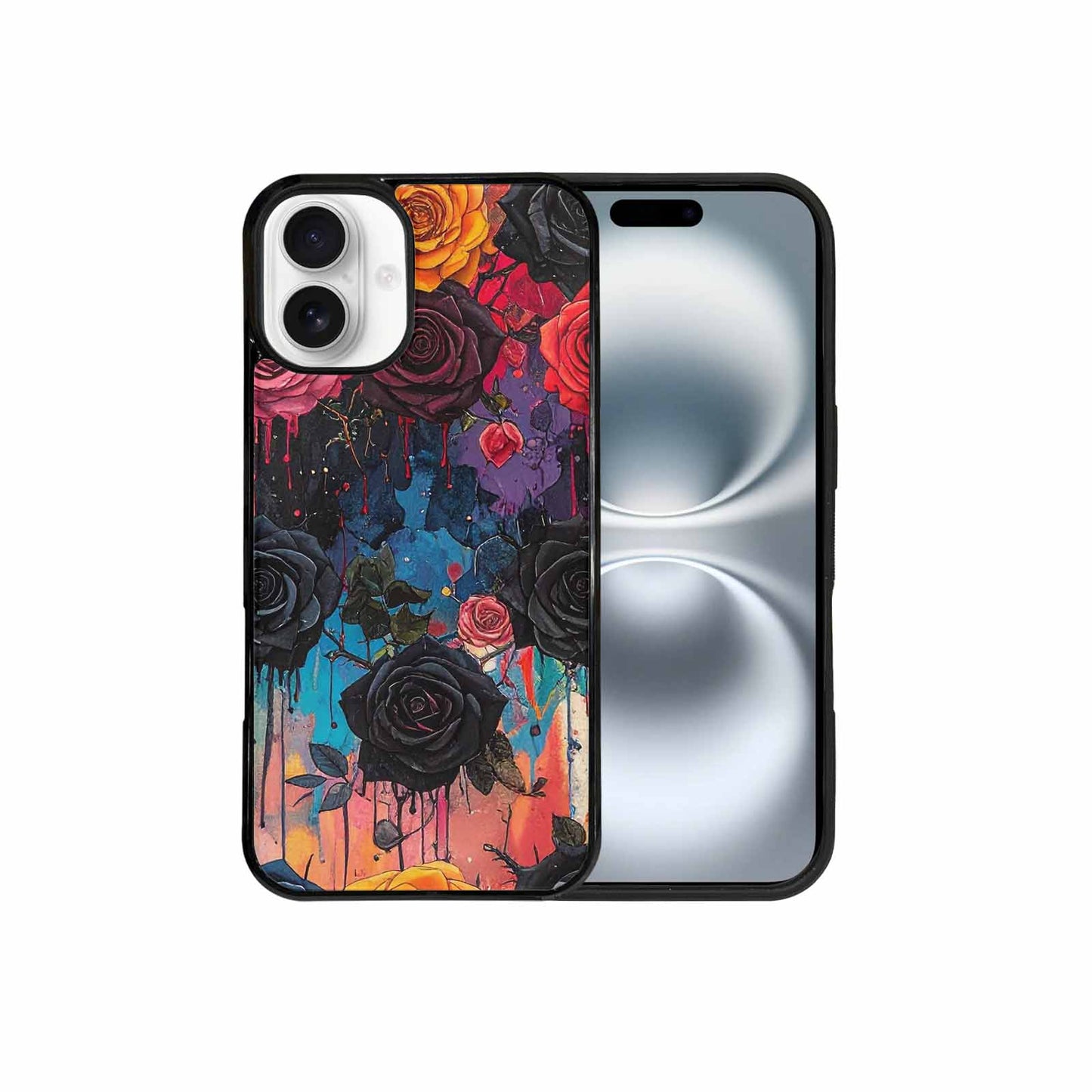 iPhone 16 Plus Case — Gothic Rose Gothic Roses Pattern Hundreds, Custom Print Case Cover