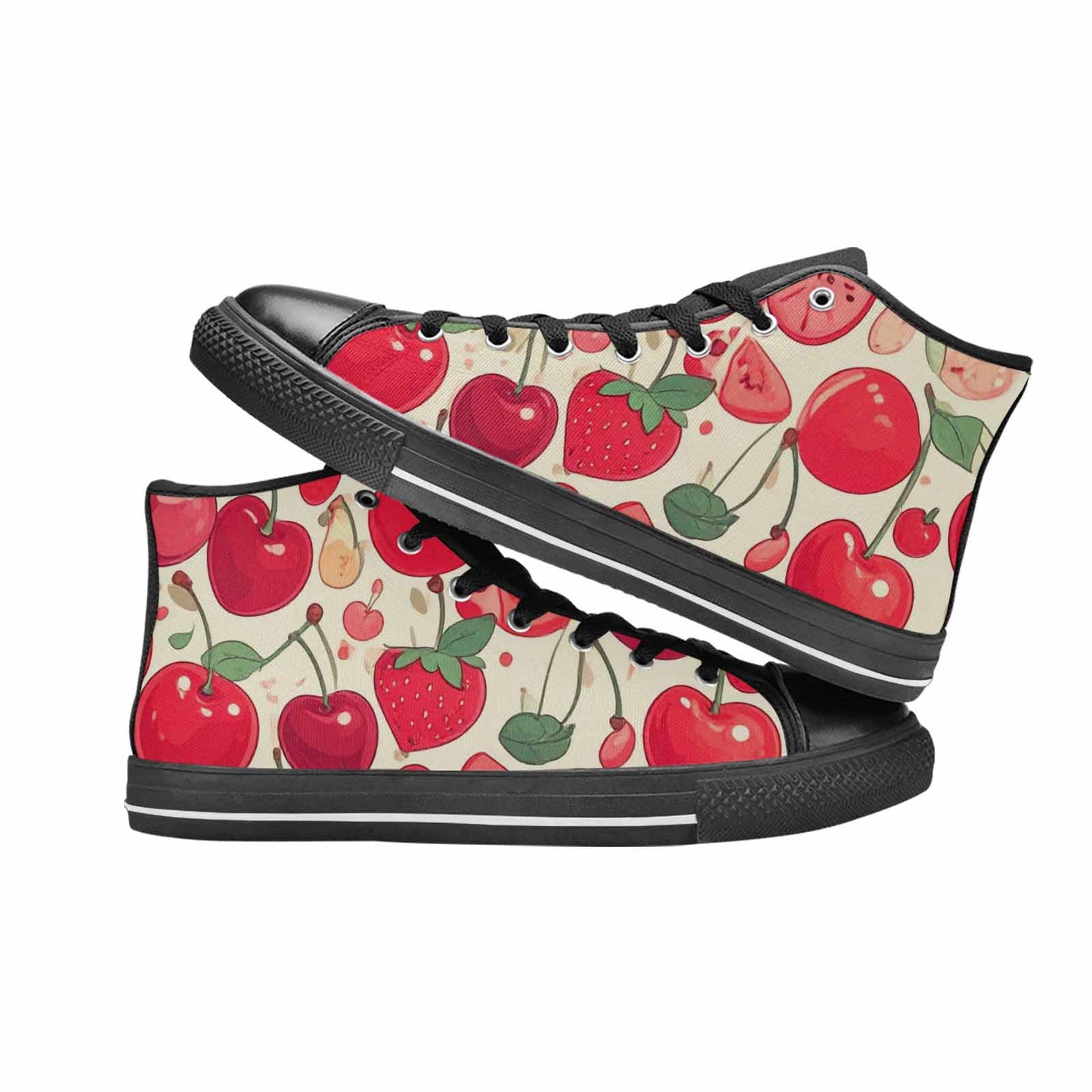 MEN'S Cherry Fruit Print High Top Canvas Dark Academia Sneakers