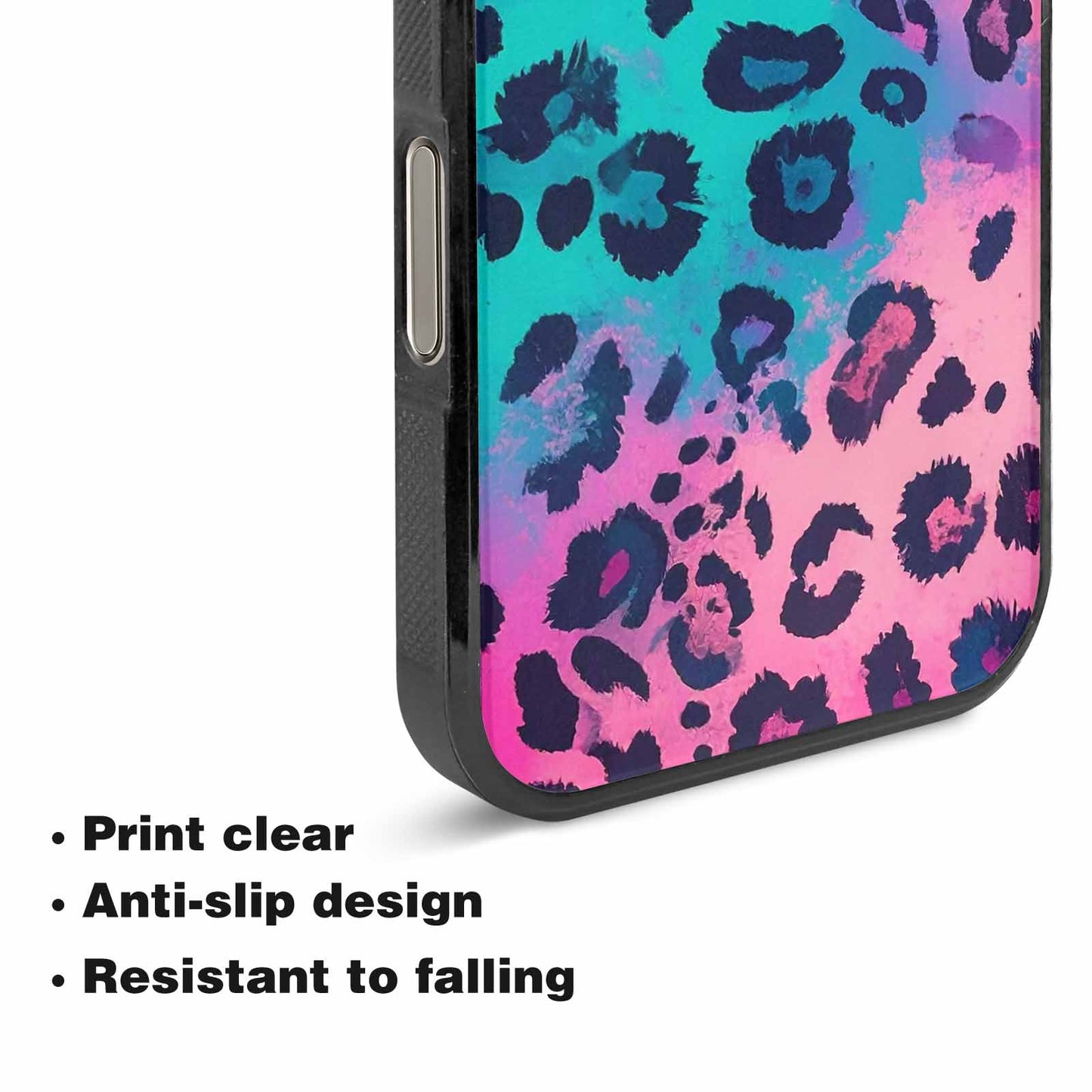 iPhone 16 Pro Case — Leopard Neon Pink Teal Airbrush, Custom Phone Case
