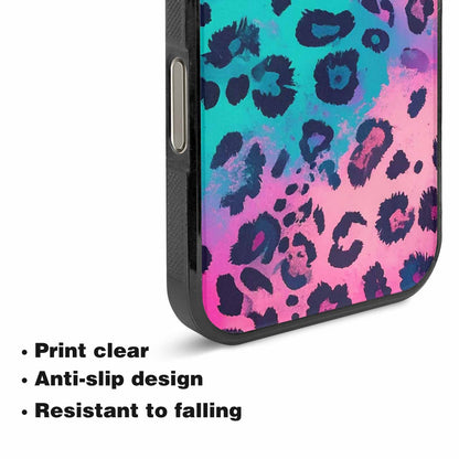 iPhone 16 Pro Case — Leopard Neon Pink Teal Airbrush, Custom Phone Case