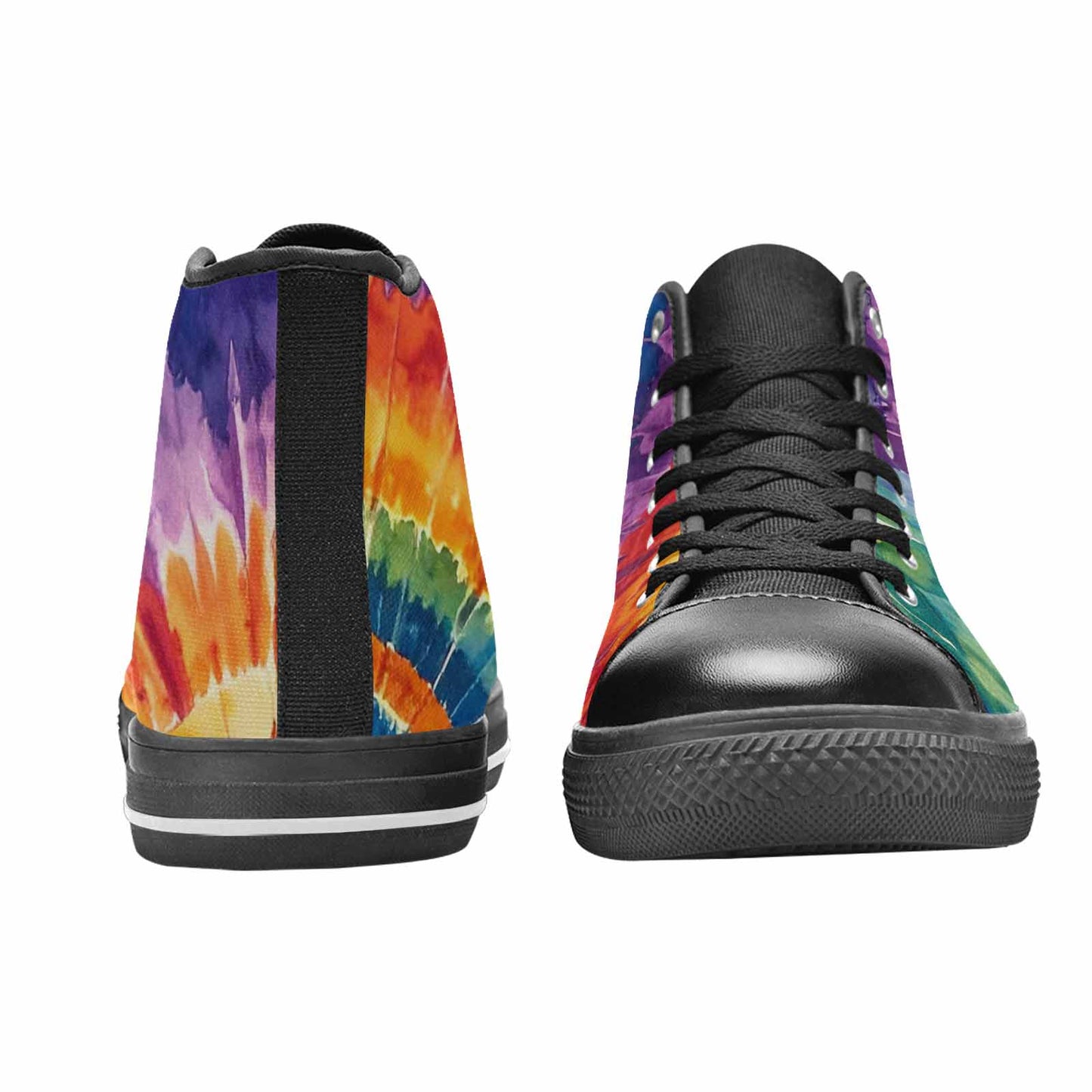 WOMEN'S Tie Dye Swirl Circles High Top Canvas Wallpaper Art Shoes