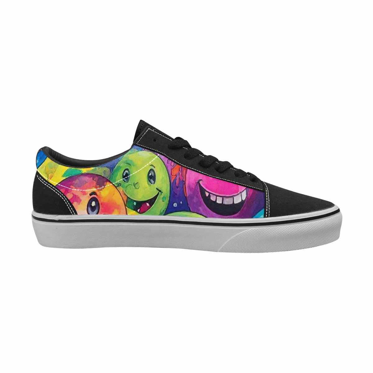 WOMEN'S Smiley Facessmiley Faces  Lace-Up Canvas Melting Art Custom Sneakers