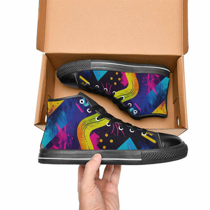 MEN'S Memphis Squiggles Triangles Dots High Top Canvas Y2K Custom Sneakers