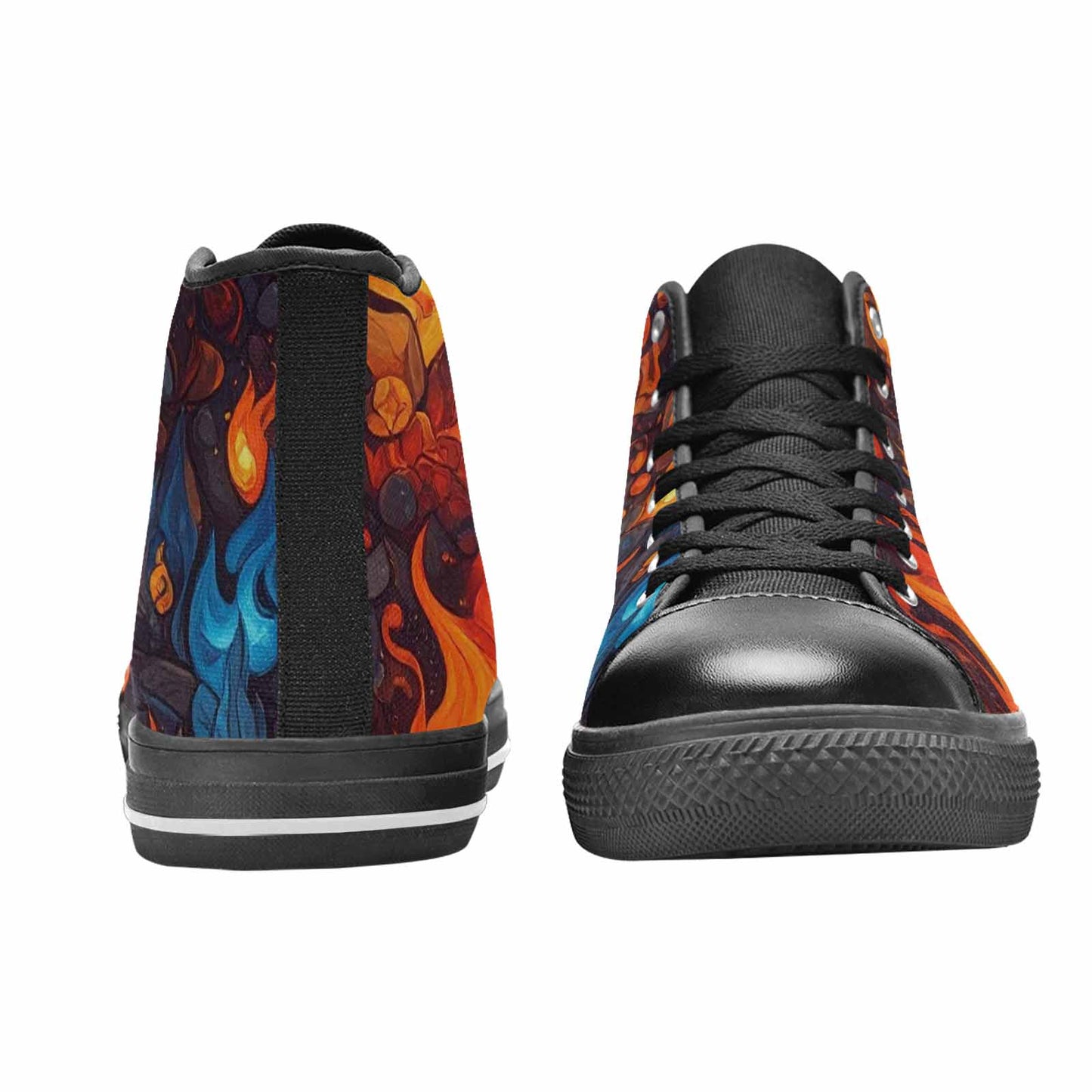 WOMEN'S Fire Flame High Top Canvas Surreal Sneakers