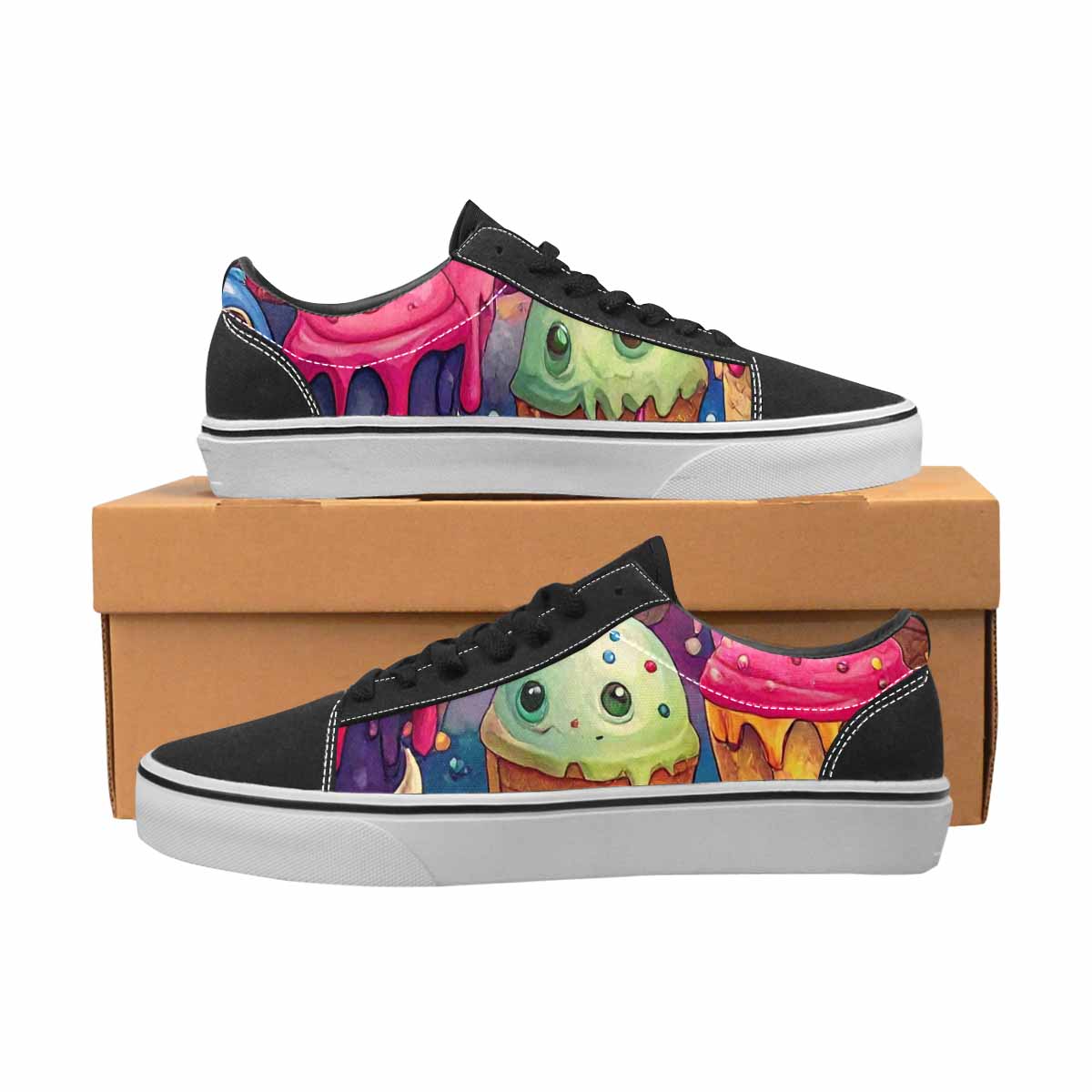 WOMEN'S Melting Ice Cream Monster Lace-Up Canvas Vivid Sneakers
