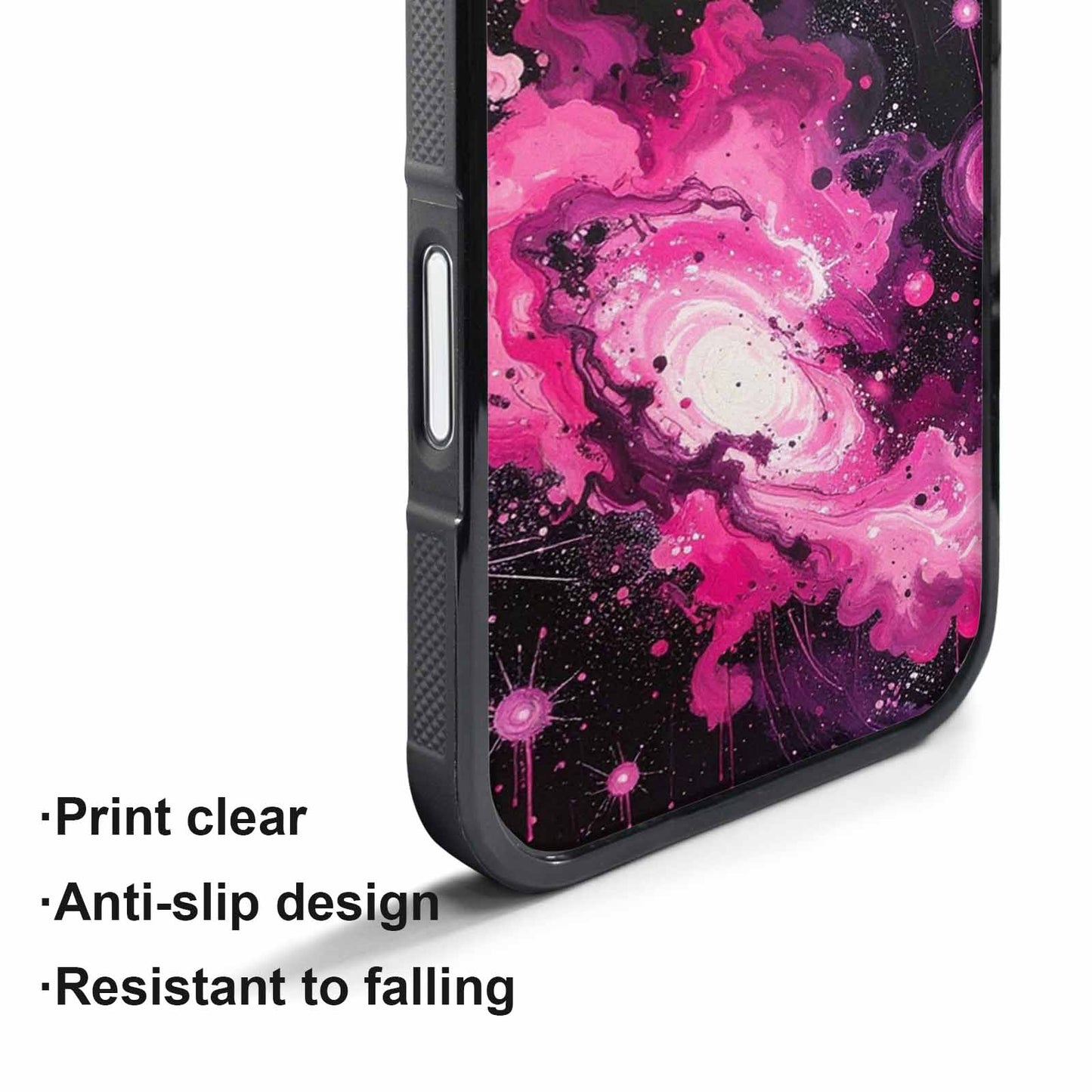 iPhone 17 Pro Case — Galaxy Nebula Black Pink Ink Galaxy, Custom Art Phone Cover