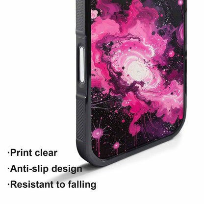 iPhone 17 Pro Case — Galaxy Nebula Black Pink Ink Galaxy, Custom Art Phone Cover