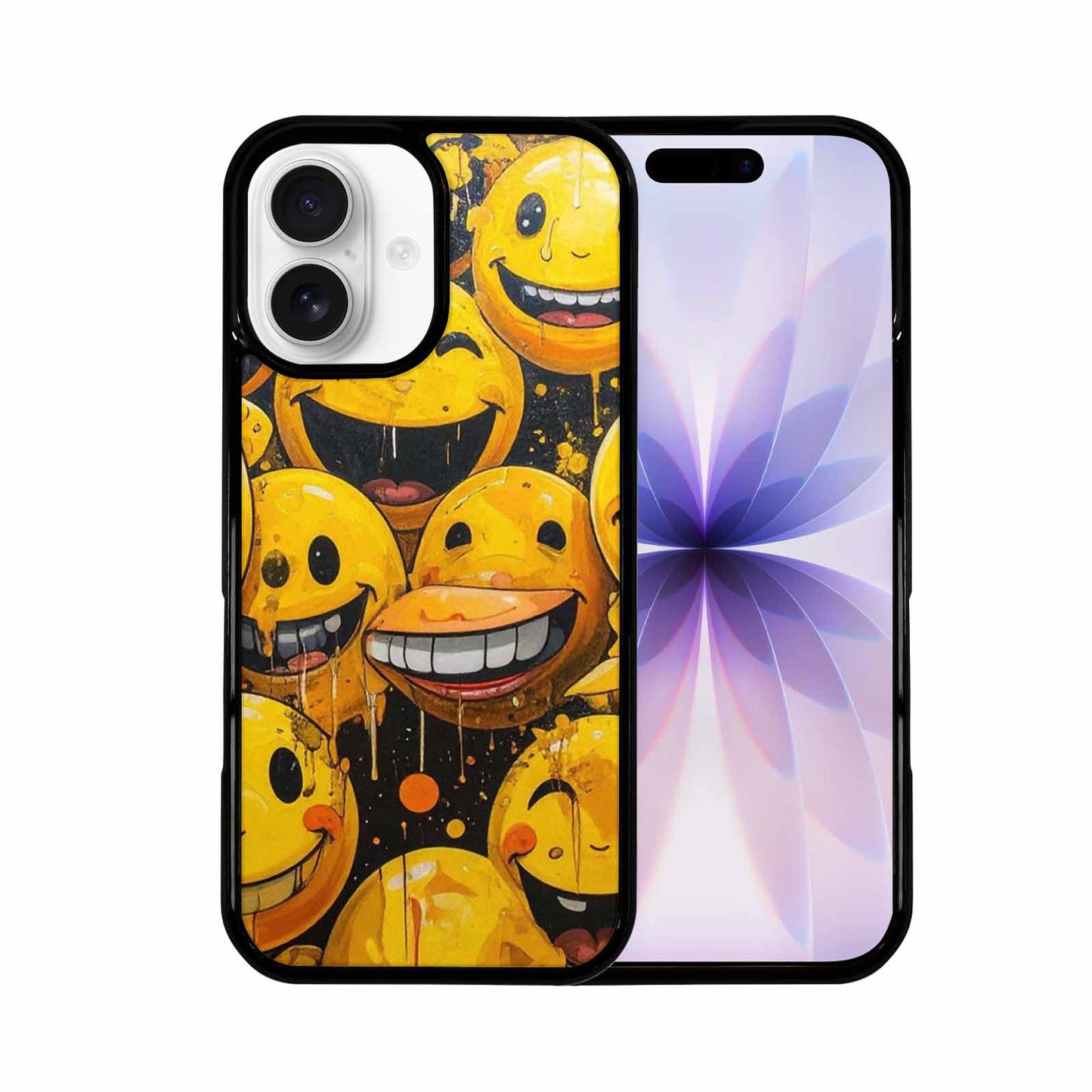 iPhone 17 Case — Melting Moon Smiley Yellow Original Art, Custom Phone Case