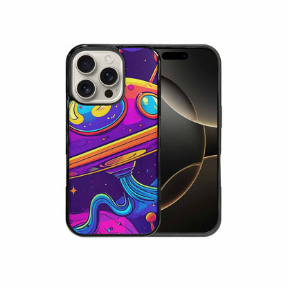 iPhone 16 Pro Case — Alien Ufo Cartoon Art Pattern Groovy, Custom Printed Phone Case