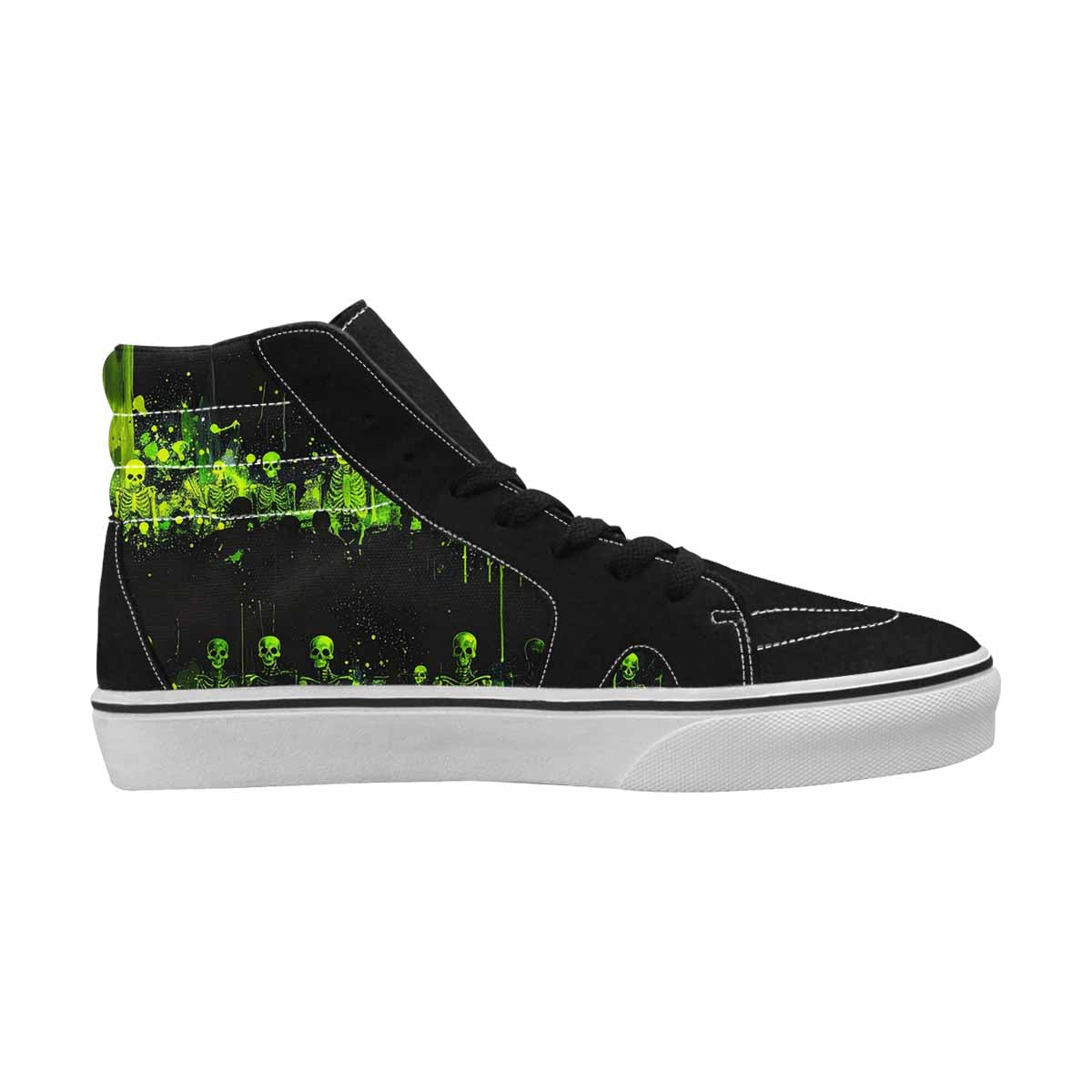 WOMEN'S Skulls Neon Green Glow High Top Canvas Graphic Print Wallpaper Art Custom Print Sneakers