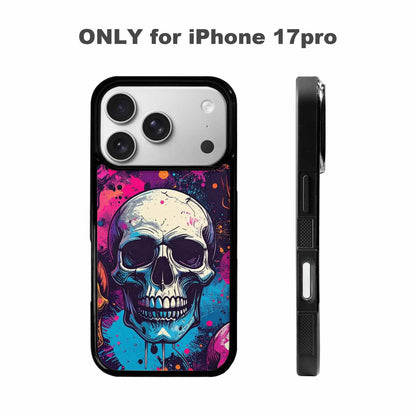 iPhone 17 Pro Case — Skulls Splatter Comic Gothic Skulls, Custom Designed Case Cover