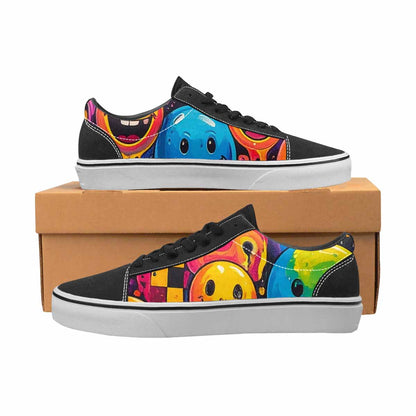 WOMEN'S Yellow Smiley Face Canvas Lace-Up Vibrant Chaos Sneakers