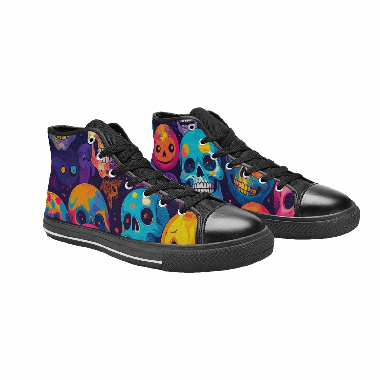 MEN'S Skeleton People Face High Top Canvas Cottagecore Custom Shoes