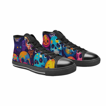 MEN'S Skeleton People Face High Top Canvas Cottagecore Custom Shoes