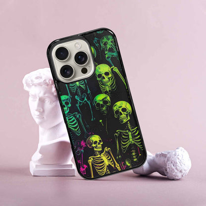 iPhone 16 Pro Case — Skeletons Neon Green Glowskele, Personalized Phone Case