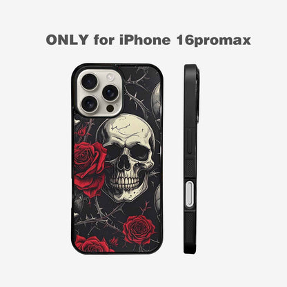 iPhone 16 Pro Max Case — Ornate Gothic Skulls Roses, Custom Art Phone Cover