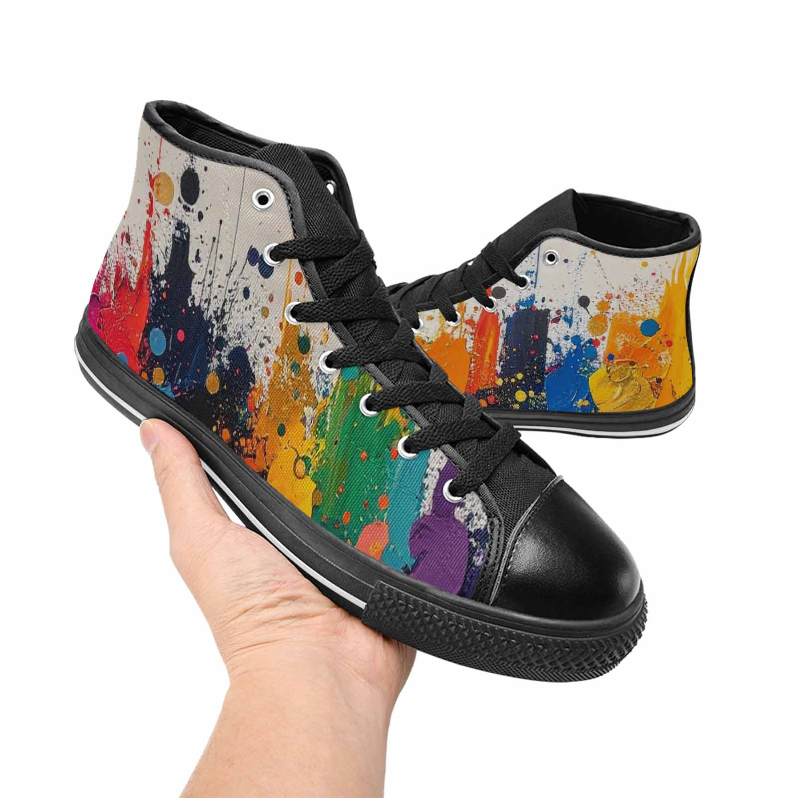 MEN'S Paint Splatter High Top Canvas Dark Academia Sneakers