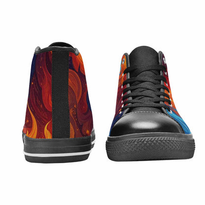 MEN'S Fire Flame High Top Canvas Grunge Custom Shoes