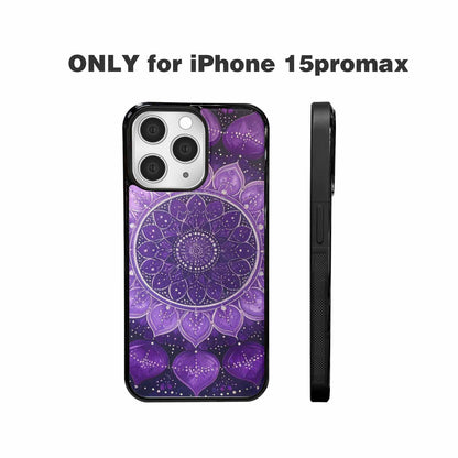 iPhone 15 Pro Max Case — Purple Mandala Bohemian Print Edge To, Customized Protective Case