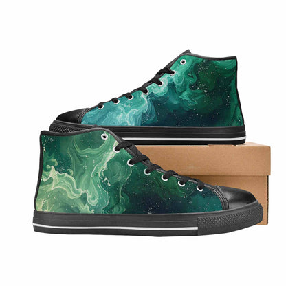 WOMEN'S Galaxy Art - High Top Canvas Vibrant Chaos Custom Sneakers