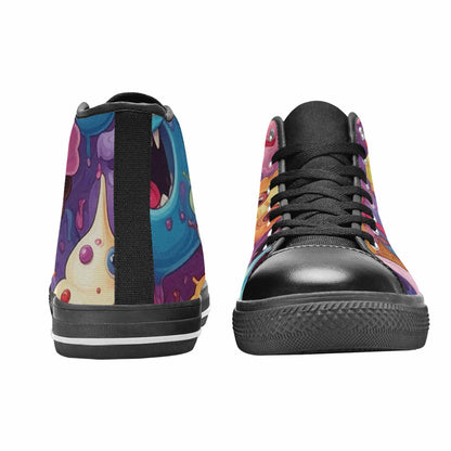 MEN'S Melting Icecream Cone Monster High Top Canvas Neon Fantasy Shoes