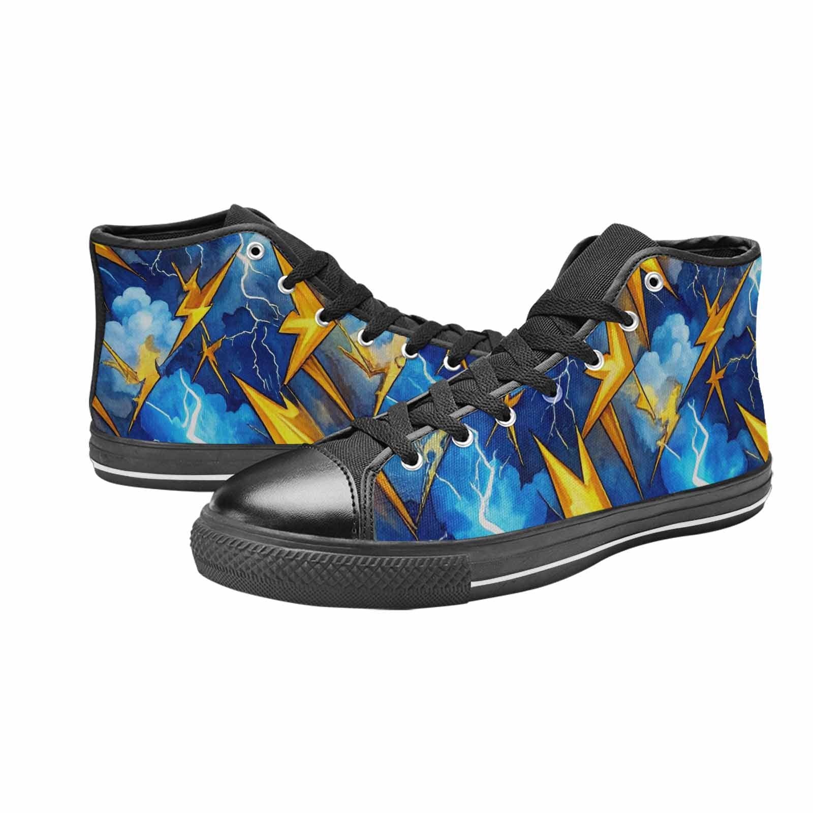 WOMEN'S Lightning Bolt High Top Canvas Grunge Custom Shoes