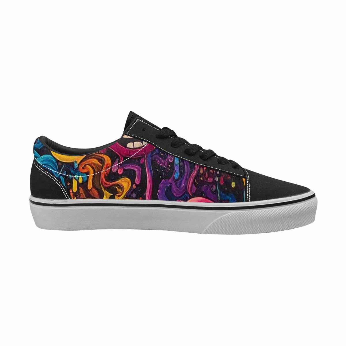 WOMEN'S Yellow Smiley Face Canvas Lace-Up Neon Fantasy Custom Shoes