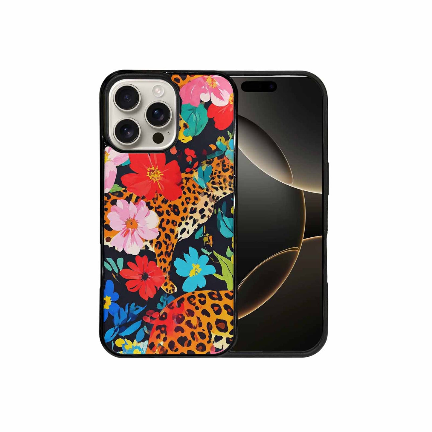 iPhone 16 Pro Max Case — Leopard Print Floral, Custom Printed Phone Case