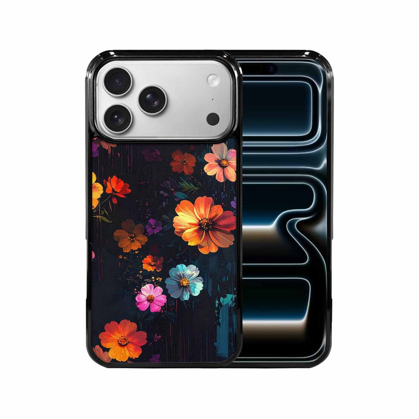 iPhone 17 Pro Max Case — Shadowy Glitch Floral Pattern Floral, Custom Print Case Cover