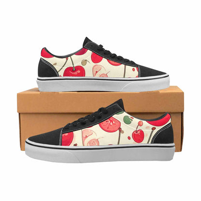 WOMEN'S Cherry Fruit Print Canvas Lace-Up Grunge Custom Sneakers