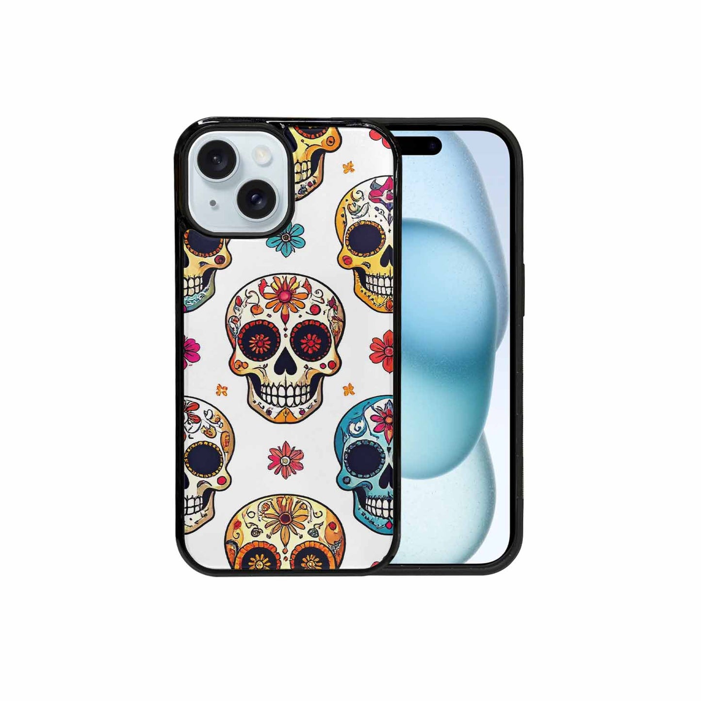 iPhone 15 Case — Vibrant Skull Seamless, Custom Designed Case Cover