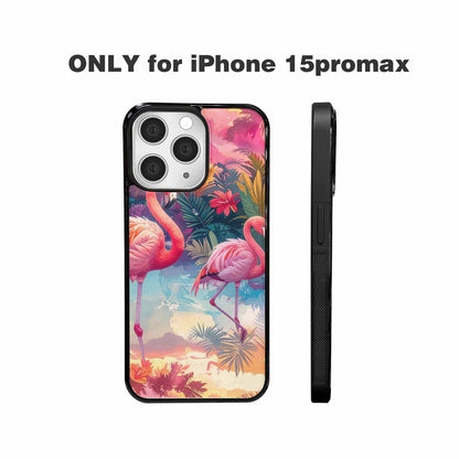 iPhone 15 Pro Max Case — Flamingo Tropical Flamingo Tropical Pattern Hundreds, Custom Art Phone Cover