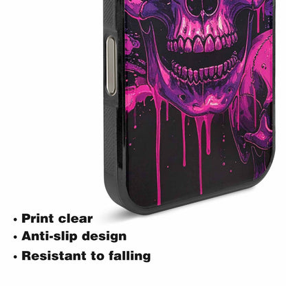 iPhone 16 Pro Max Case — Pink Purple Skeletons Neon Drip Melting, Custom Printed Phone Case