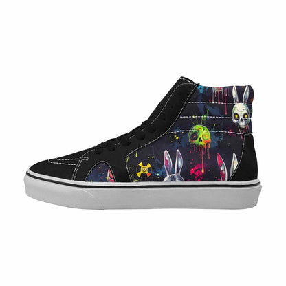 MEN'S Radioactive Ghost Bunny Skull High Top Canvas Melting Art Sneakers