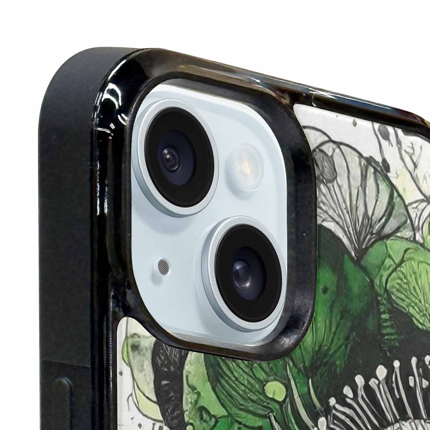 iPhone 15 Plus Case — Sea Creature Burst Black Green Ink, Custom Printed Phone Case