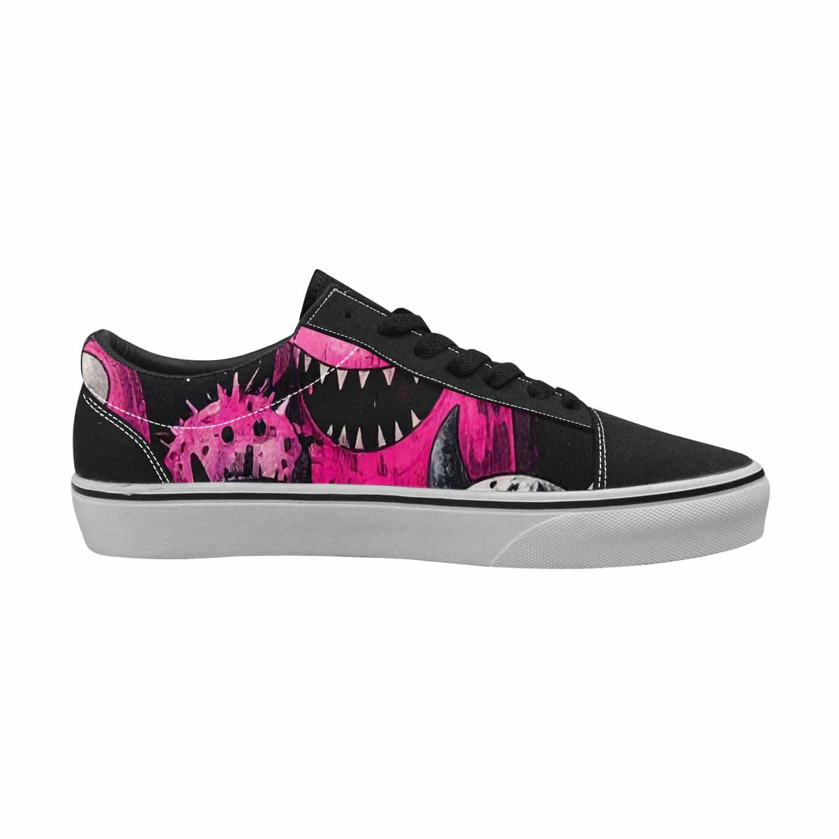 WOMEN'S Monsters Black & Pink Ink Canvas Custom Fashion Vibrant Chaos Shoes
