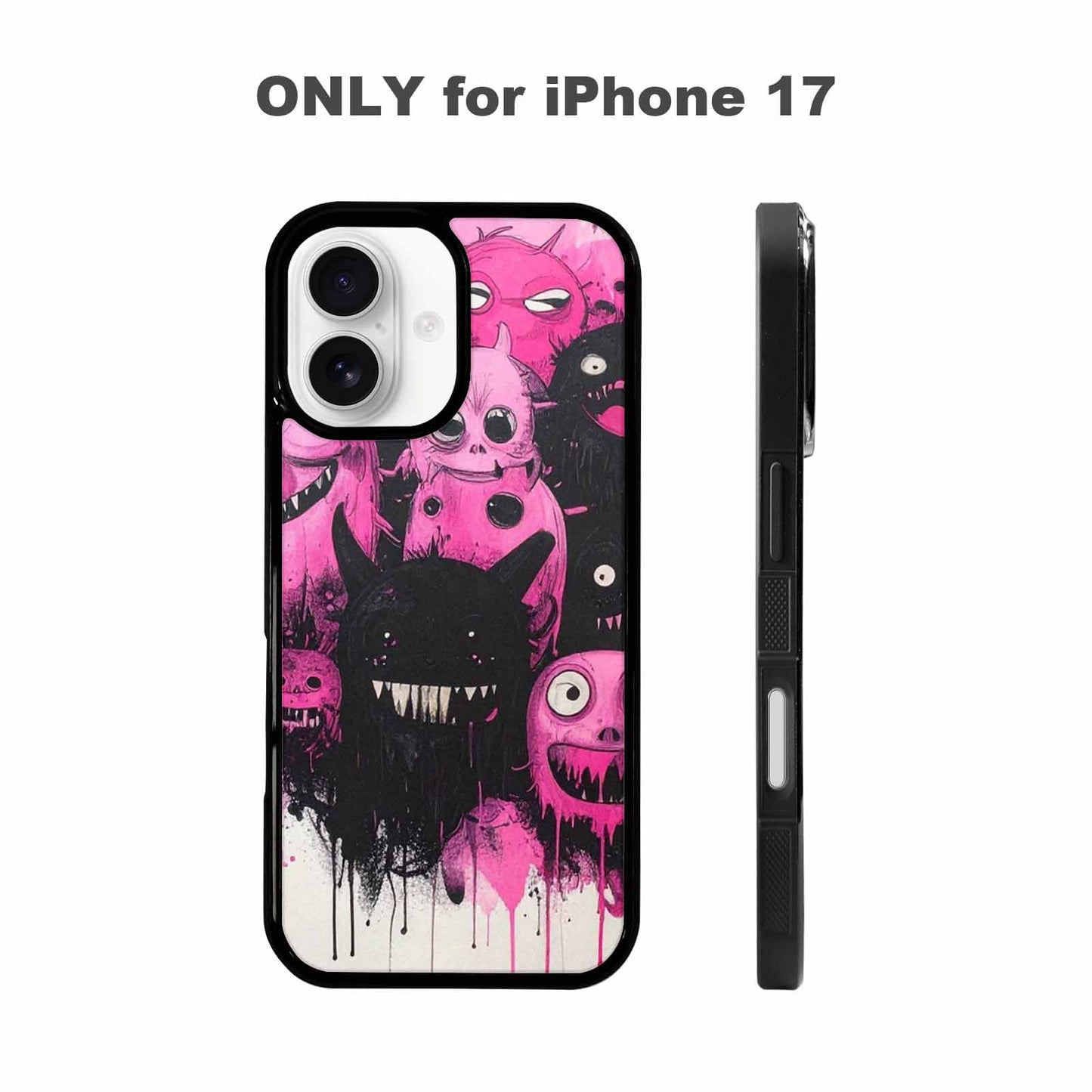 iPhone 17 Case — Black &amp; Pink Ink Cartoon Cute, Custom Made Phone Cover
