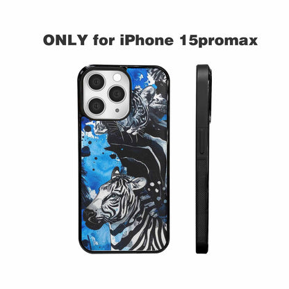 iPhone 15 Pro Max Case — Animal Print Black Blue Ink Animal, Personalized Phone Case
