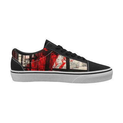 MEN'S Liminal Black & Red Ink Canvas Personalized Surreal Custom Streetwear Shoes
