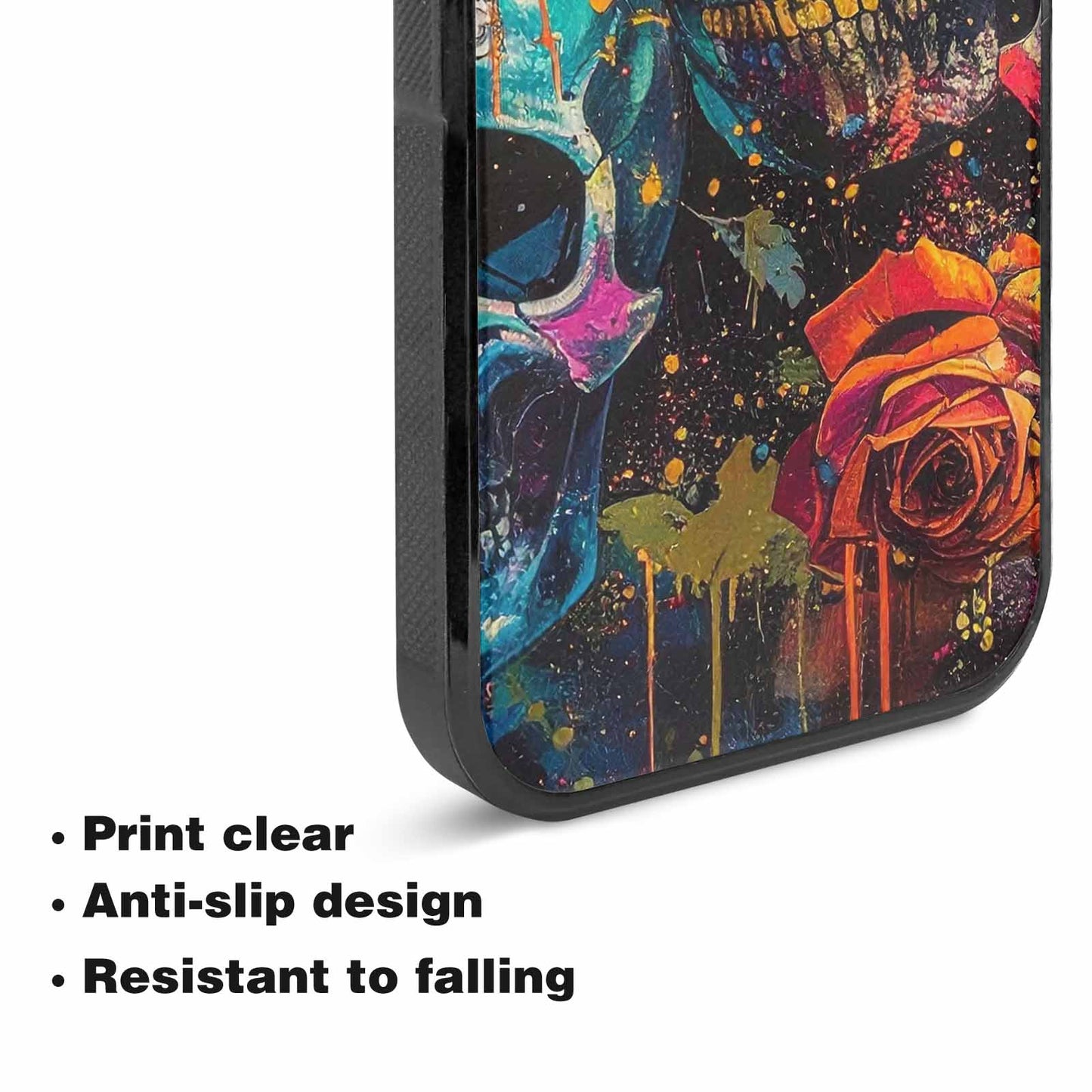 iPhone 15 Plus Case — Skulls Roses Acid Wash Custom, Custom Designed Case Cover