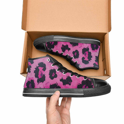 MEN'S Leopard Neon Pink Teal Airbrush High Top Canvas Y2K Custom Sneakers